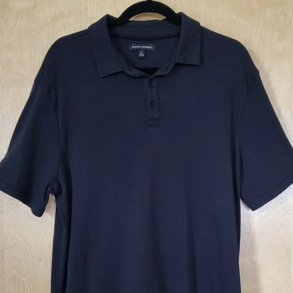 Banana Republic Knit Cotton Polo Shirt Black Size XL
